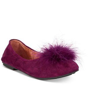 Gentle Souls Portia Pom Pom Plum Suede Flats NIB